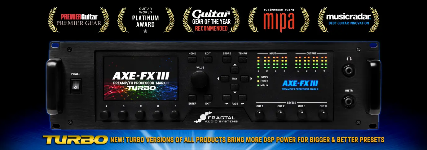 Learn more about the Axe-Fx III MK II Turbo from Fractal Audio, the leading amp modeler and multi-effects processor.